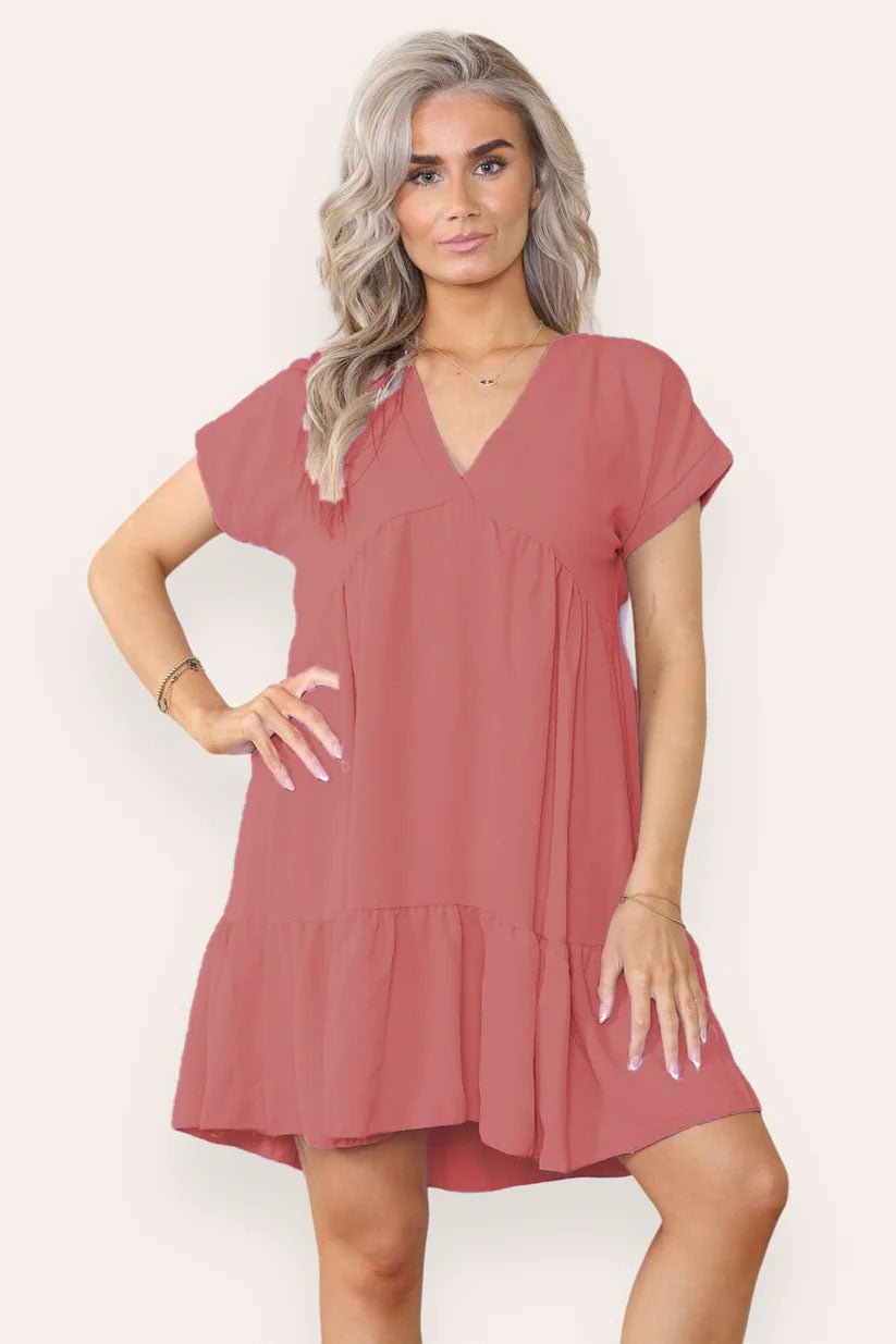 Fancy Style Tiered Smock Dress - Remzs Fashion