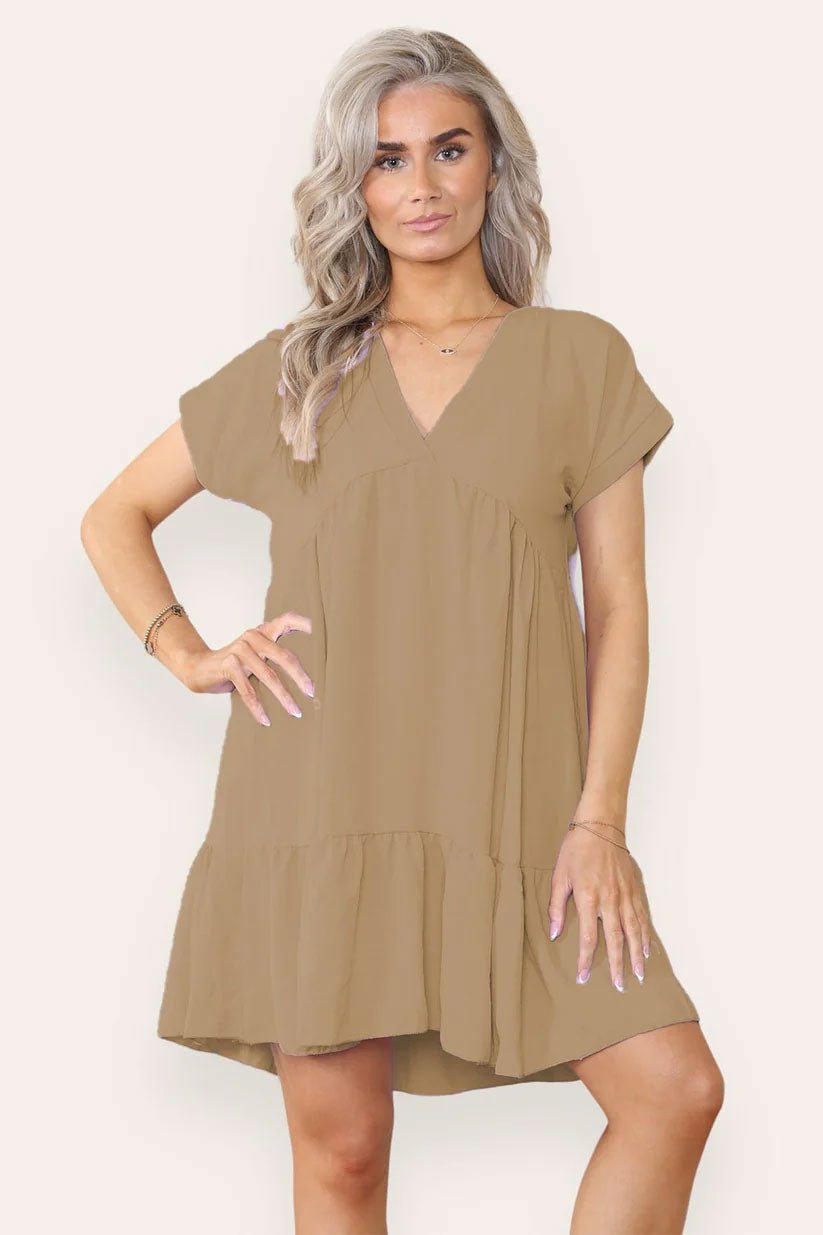 Fancy Style Tiered Smock Dress - Remzs Fashion