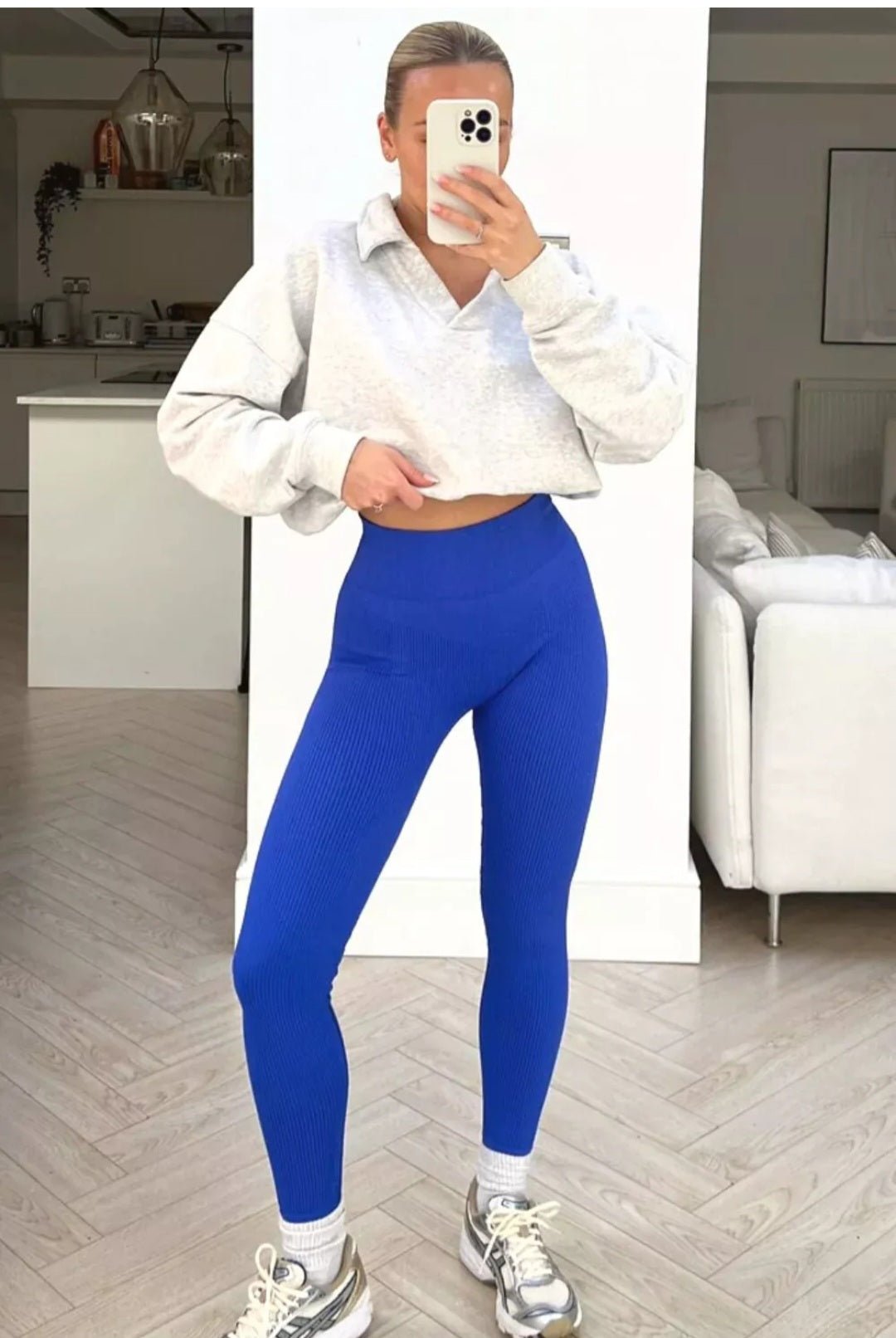 Honey High - Waisted Ribbed Seamless Leggings with Fluffy Slippers - Cozy Outfit Inspiration - Remzs Fashion
