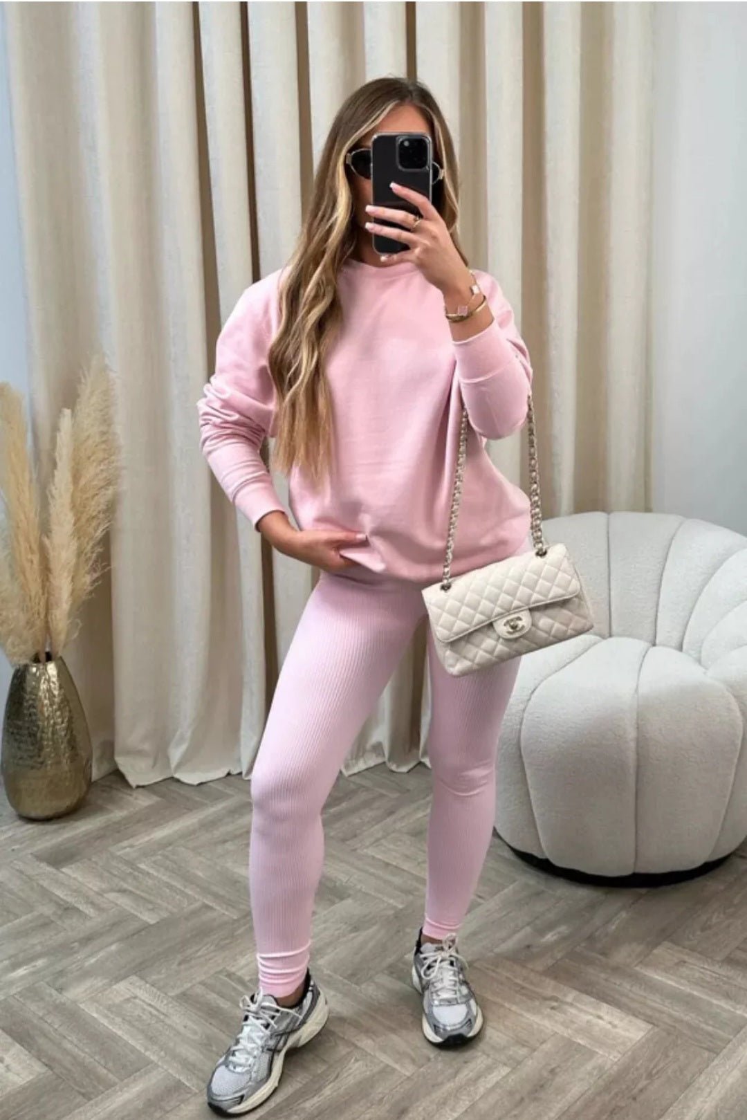 Honey High - Waisted Ribbed Seamless Leggings with Fluffy Slippers - Cozy Outfit Inspiration - Remzs Fashion