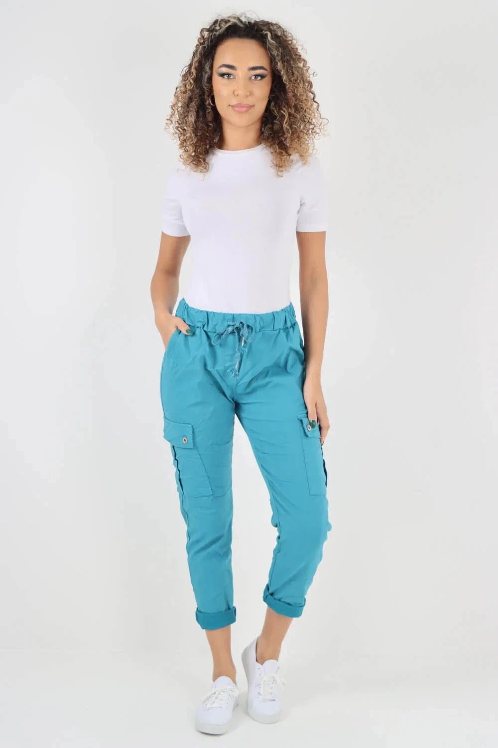 Italian Magic Cargo Pants with Drawstring Waistband and Pockets - Remzs Fashion