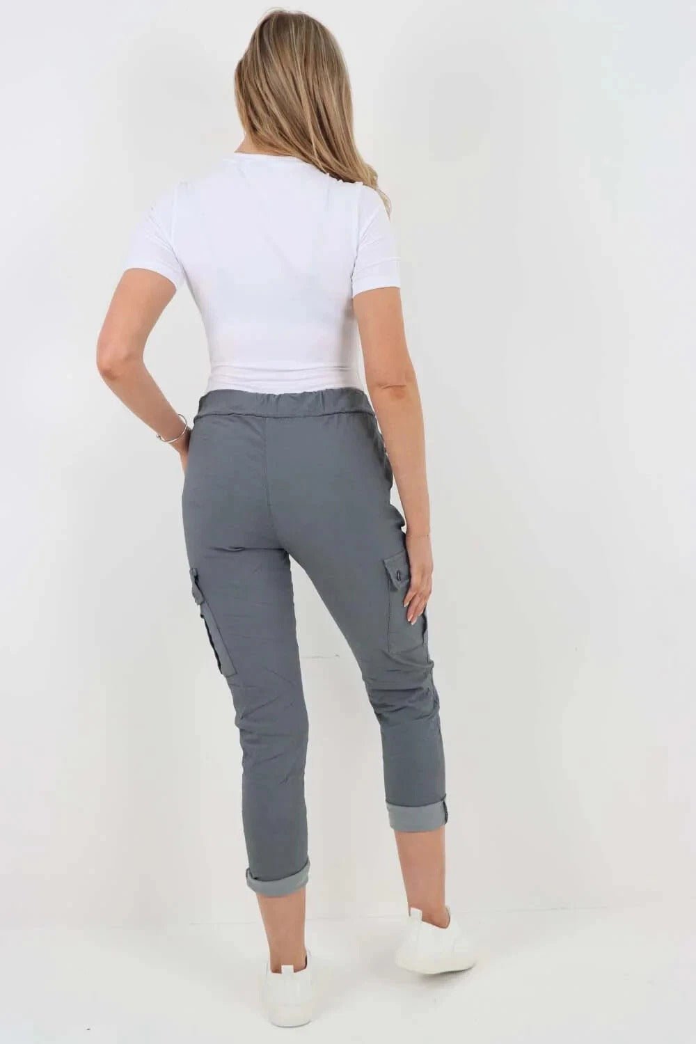 Italian Magic Cargo Pants with Drawstring Waistband and Pockets - Remzs Fashion
