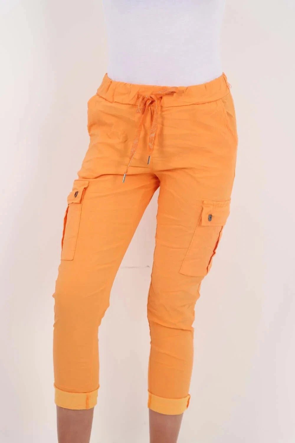 Italian Magic Cargo Pants with Drawstring Waistband and Pockets - Remzs Fashion