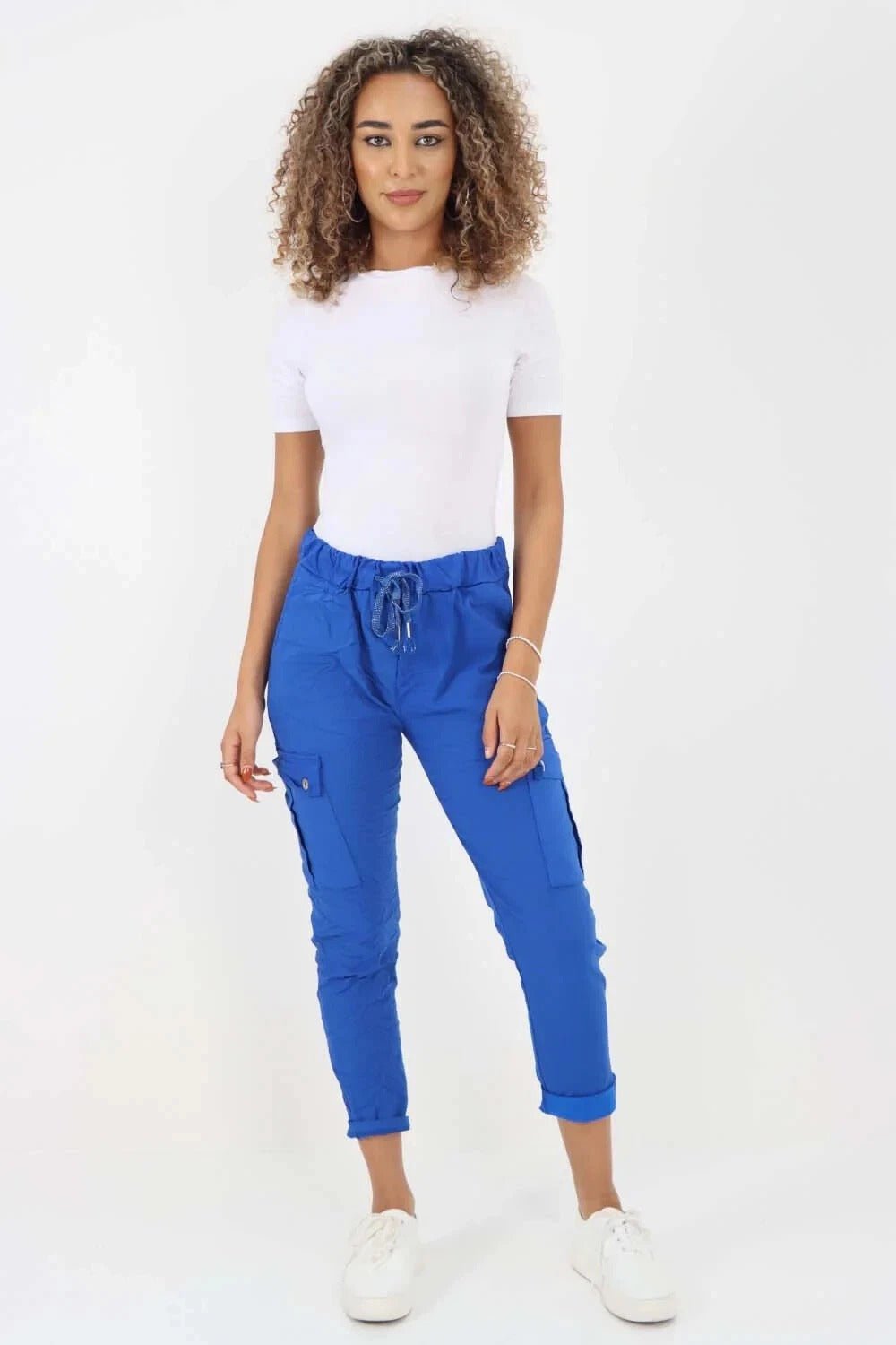 Italian Magic Cargo Pants with Drawstring Waistband and Pockets - Remzs Fashion