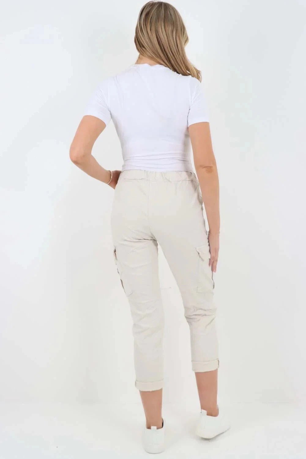 Italian Magic Cargo Pants with Drawstring Waistband and Pockets - Remzs Fashion