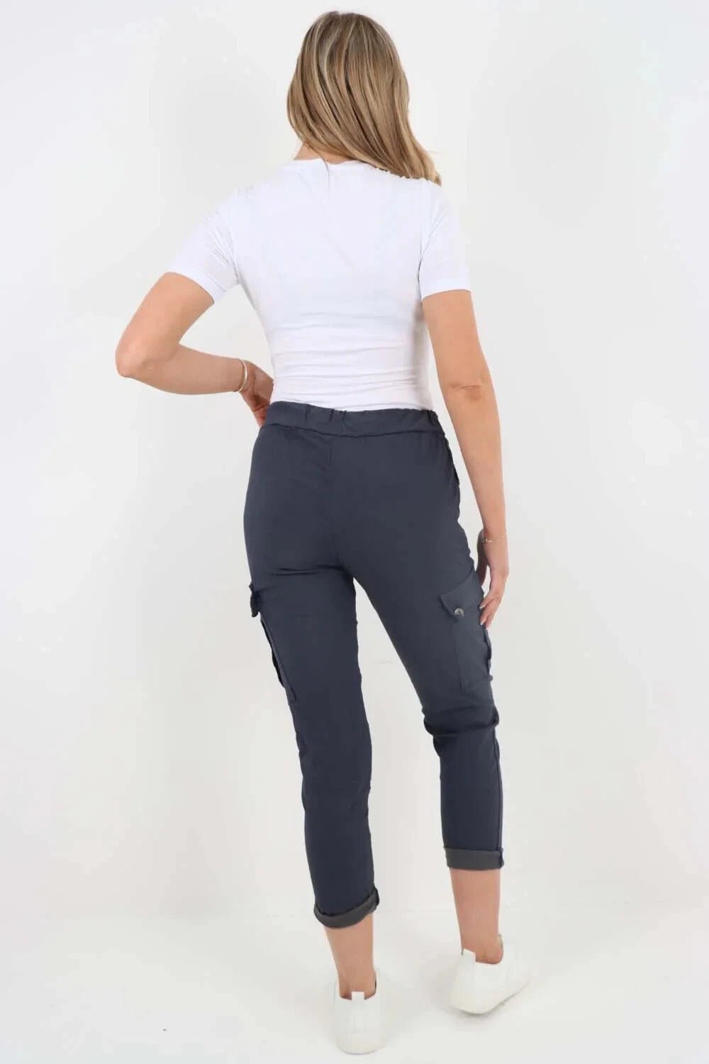Italian Magic Cargo Pants with Drawstring Waistband and Pockets - Remzs Fashion