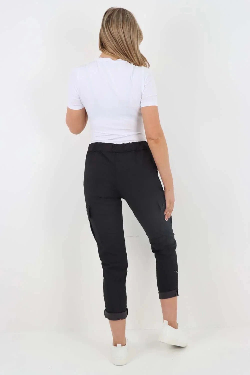 Italian Magic Cargo Pants with Drawstring Waistband and Pockets - Remzs Fashion