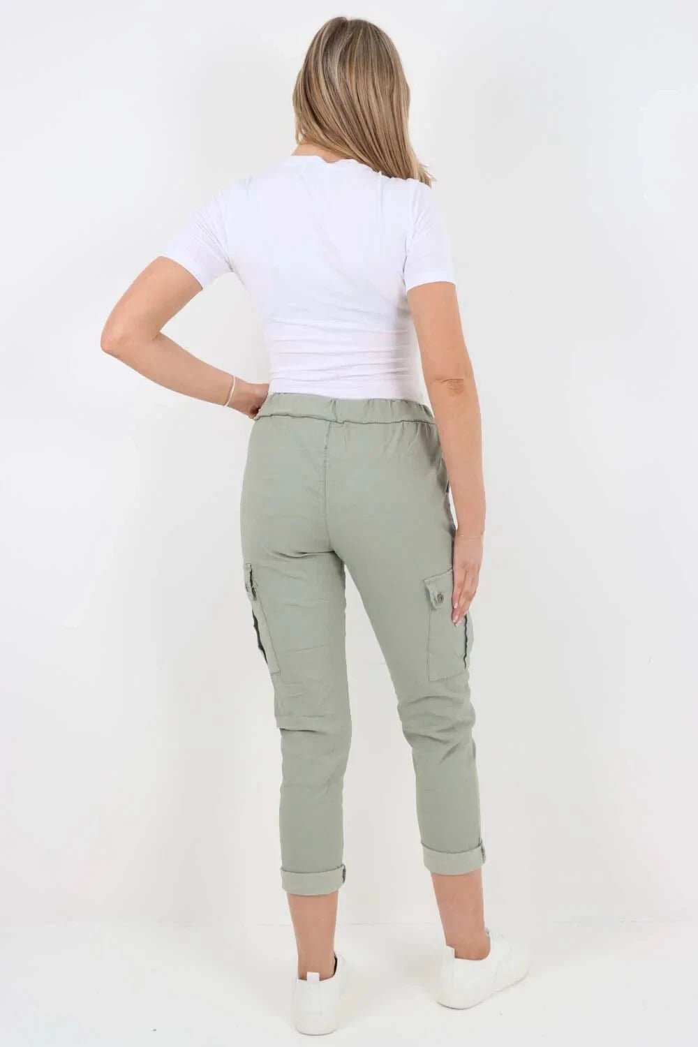 Italian Magic Cargo Pants with Drawstring Waistband and Pockets - Remzs Fashion