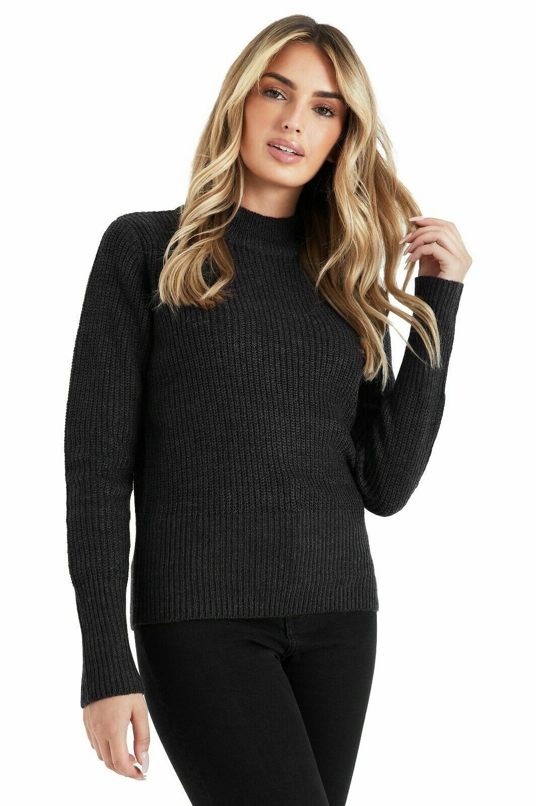 Ladies Turtle Neck Knitted Jumper Women Casual Polo Neck Long Sleeve Ribbed Top - Remzs Fashion