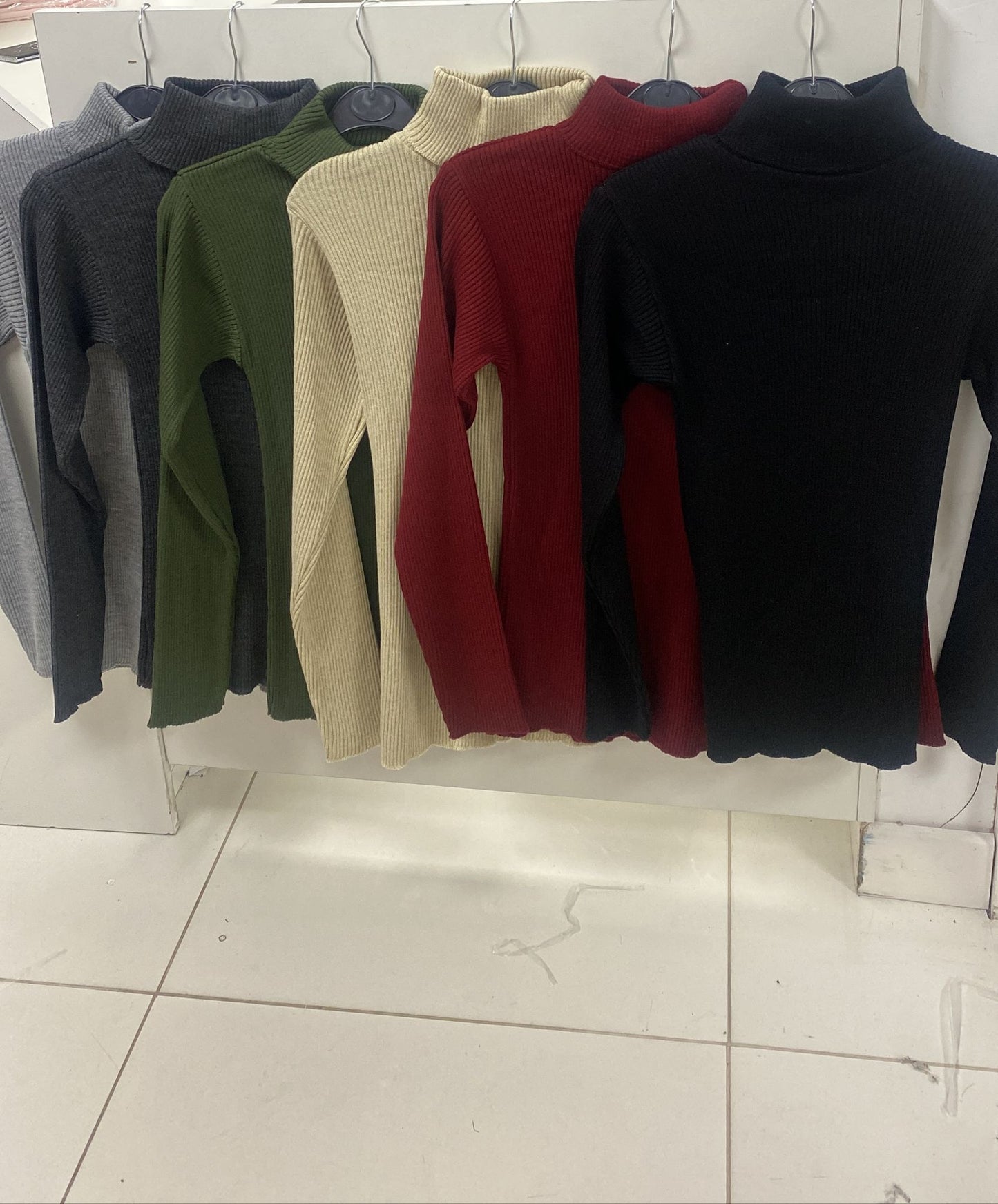 Ladies Turtle Neck Knitted Jumper Women Casual Polo Neck Long Sleeve Ribbed Top - Remzs Fashion