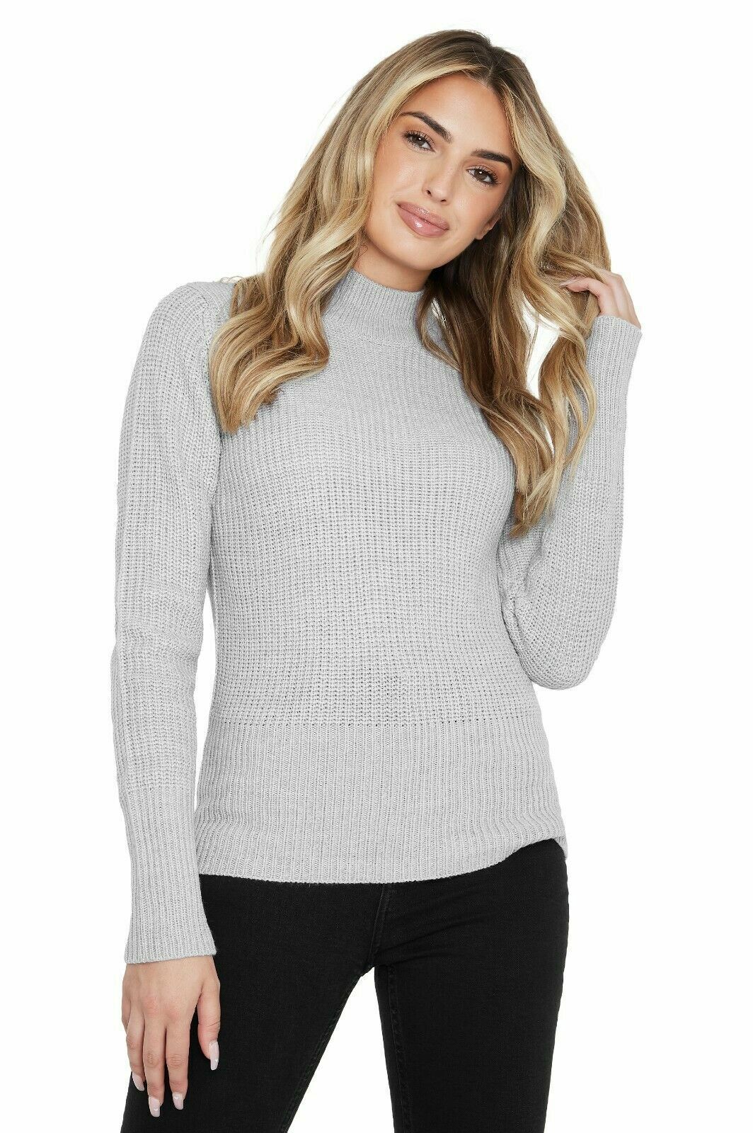 Ladies Turtle Neck Knitted Jumper Women Casual Polo Neck Long Sleeve Ribbed Top - Remzs Fashion