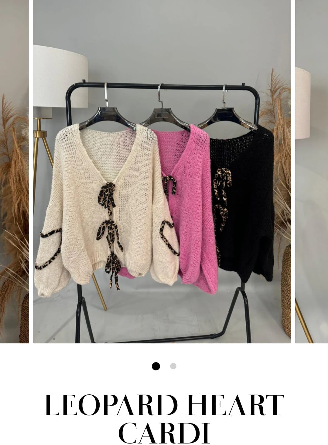 Leopard Heart Sleeve Bow Cardigan for Women - Remzs Fashion
