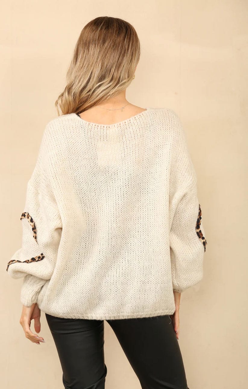 Leopard Heart Sleeve Bow Cardigan for Women - Remzs Fashion