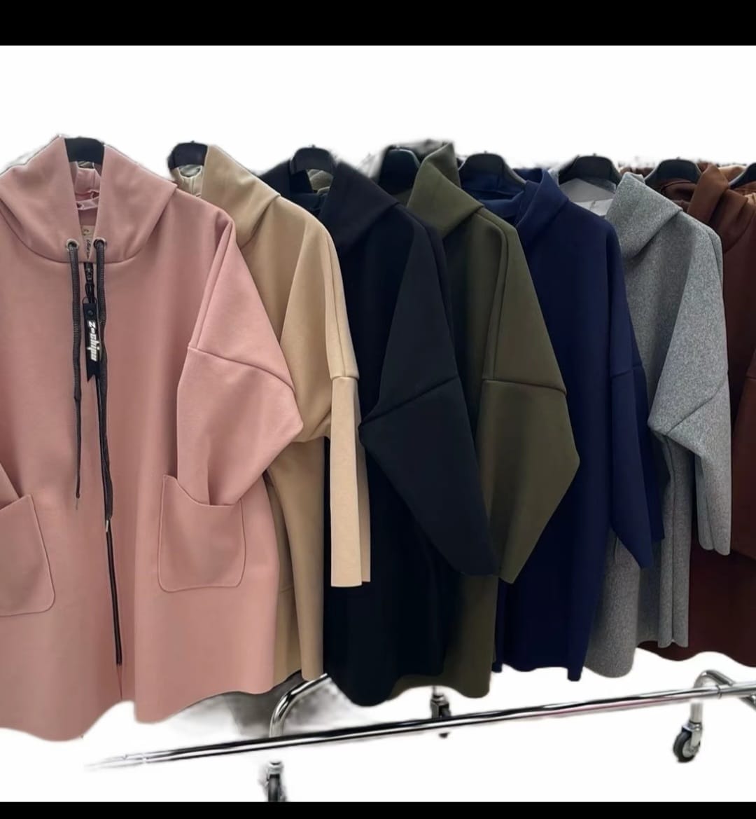 Lucy Women's Plus Size Hooded Jacket With Italian Packet Cardigan Sweater Top - Long Sleeves - Cotton, Jeans - Remzs Fashion