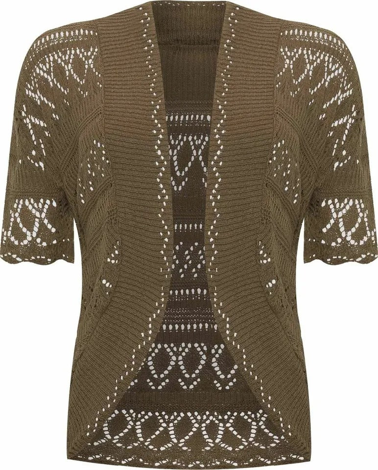 Women Crochet Knitted Short Sleeve Shrug Ladies Cardigan Bolero Top Plus