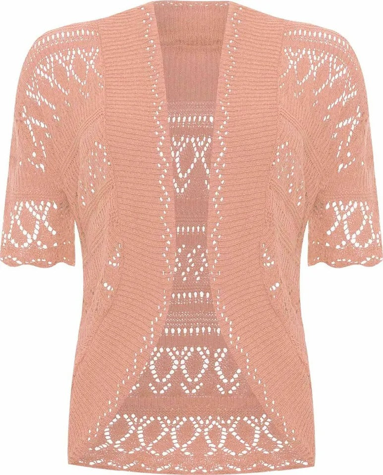 Women Crochet Knitted Short Sleeve Shrug Ladies Cardigan Bolero Top Plus