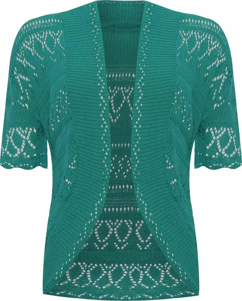 Women Crochet Knitted Short Sleeve Shrug Ladies Cardigan Bolero Top Plus
