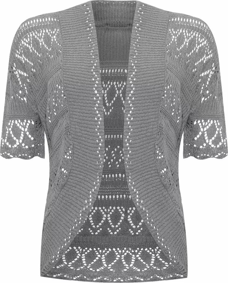 Women Crochet Knitted Short Sleeve Shrug Ladies Cardigan Bolero Top Plus