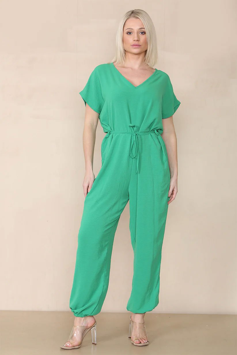Tie Waist Stylish Harem Jumpsuit - Remzs Fashion