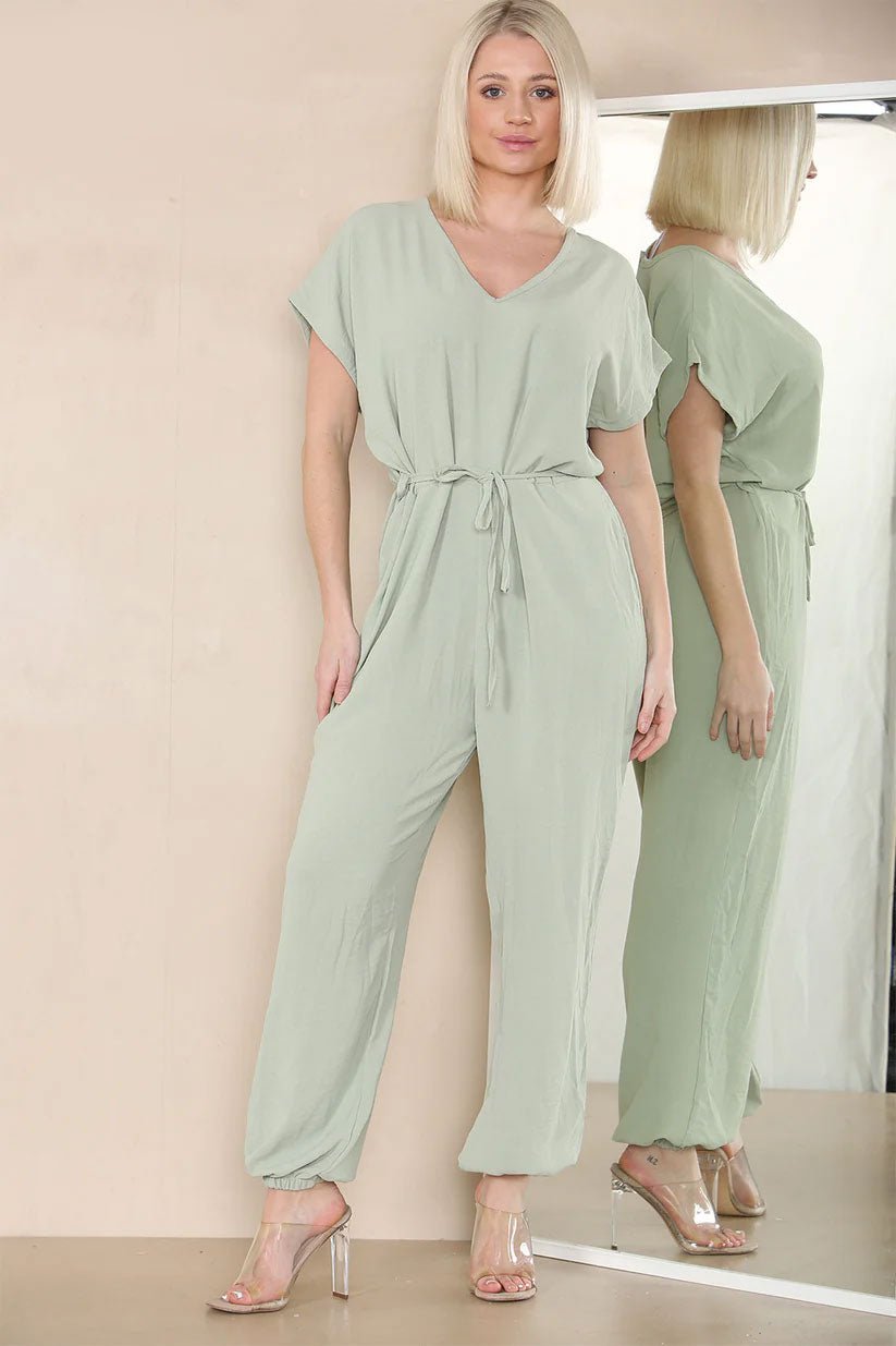 Tie Waist Stylish Harem Jumpsuit - Remzs Fashion