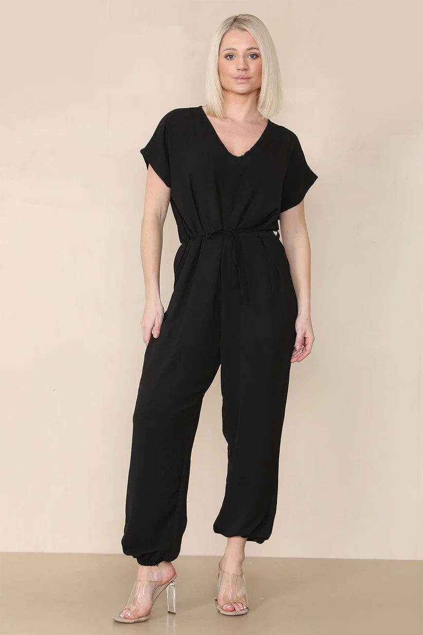 Tie Waist Stylish Harem Jumpsuit - Remzs Fashion