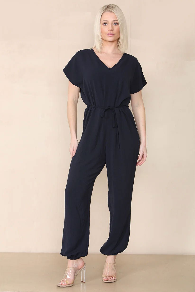 Tie Waist Stylish Harem Jumpsuit - Remzs Fashion