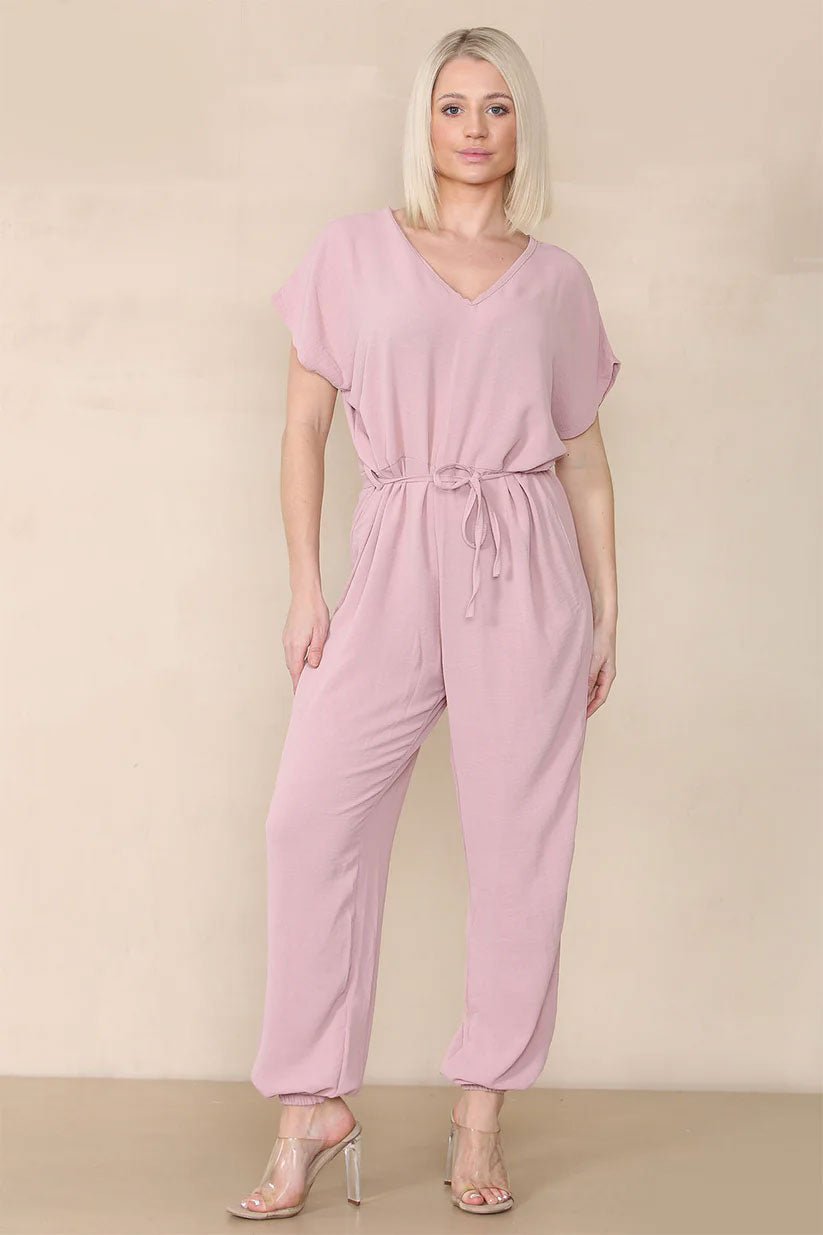 Tie Waist Stylish Harem Jumpsuit - Remzs Fashion