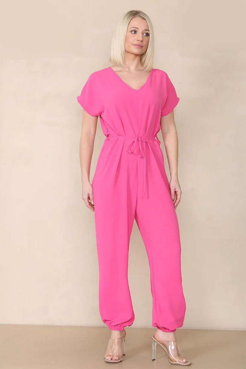 Tie Waist Stylish Harem Jumpsuit - Remzs Fashion