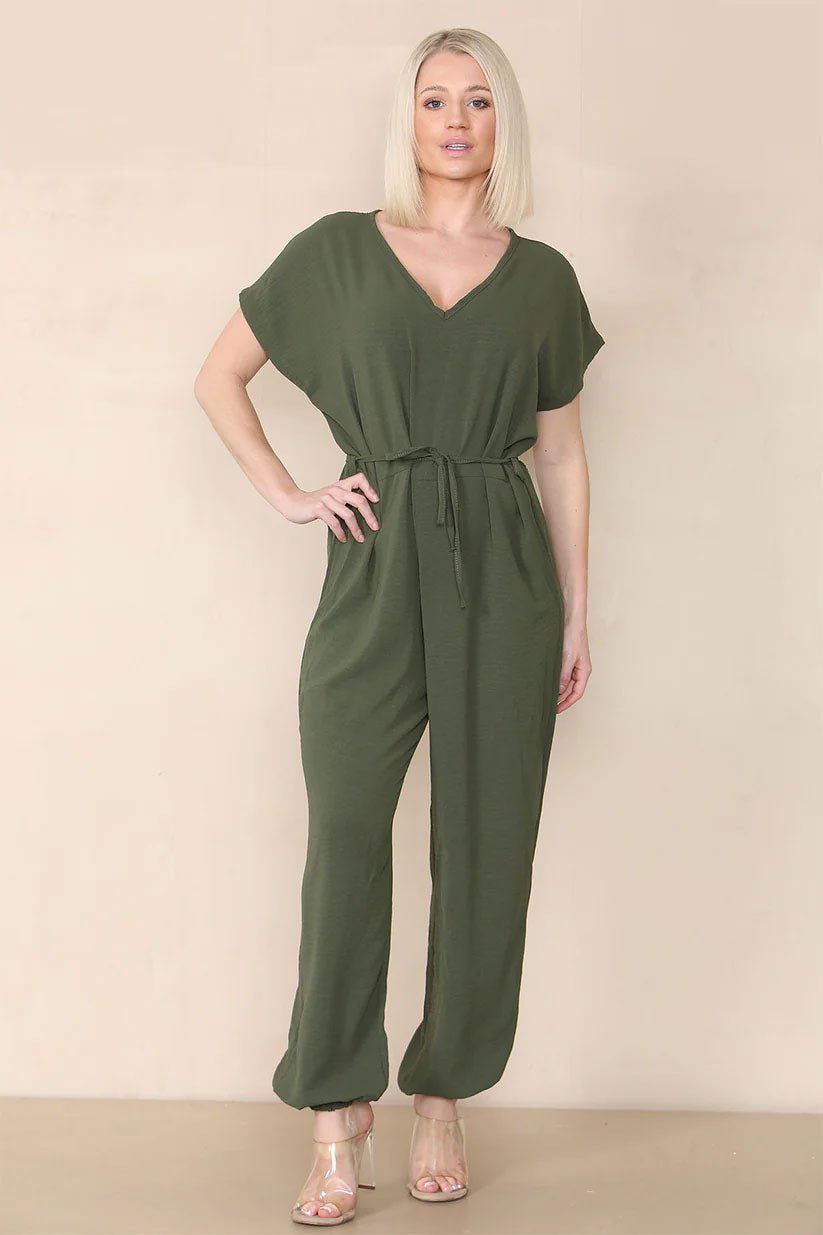 Tie Waist Stylish Harem Jumpsuit - Remzs Fashion