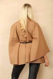 "Women's Batwing Sleeves Belted Cape Coat with Turtle Neck, Front Button Closure, Casual Winter Jumper Jacket - Remzs Fashion