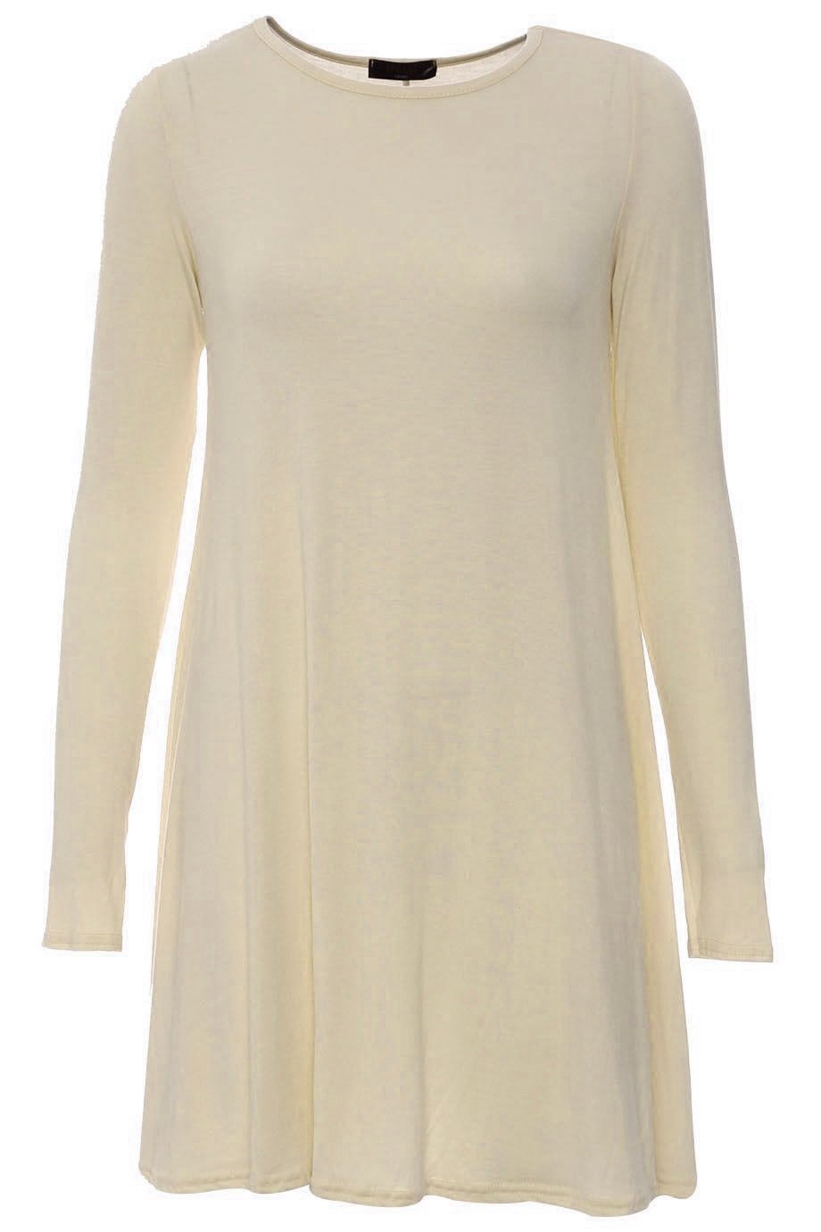 Womens Long Sleeve Skater Swing Dress - Remzs Fashion