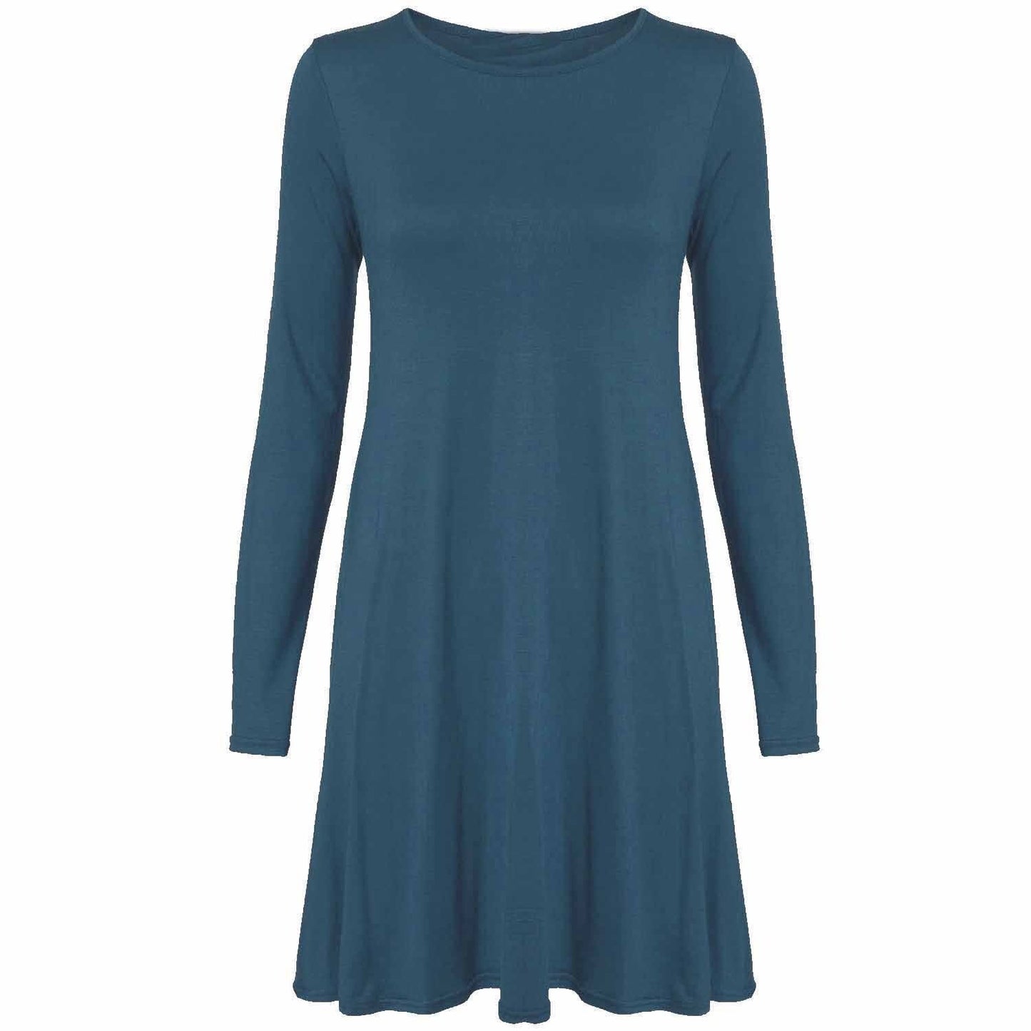 Womens Long Sleeve Skater Swing Dress - Remzs Fashion