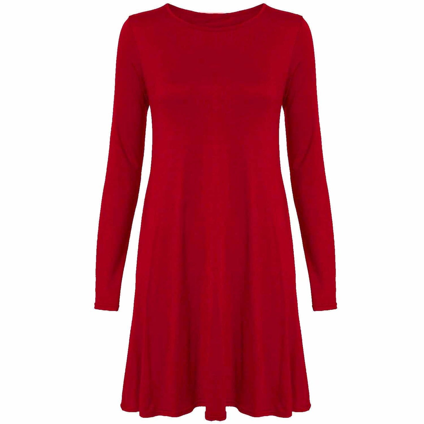 Womens Long Sleeve Skater Swing Dress - Remzs Fashion