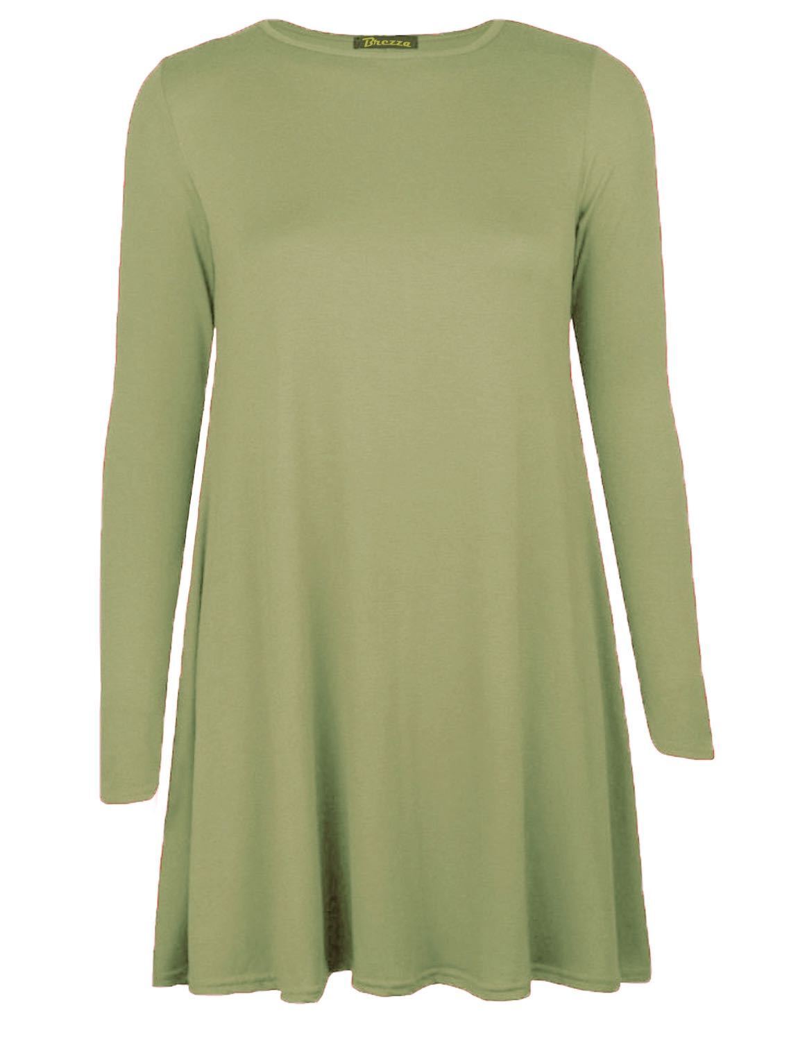 Womens Long Sleeve Skater Swing Dress - Remzs Fashion