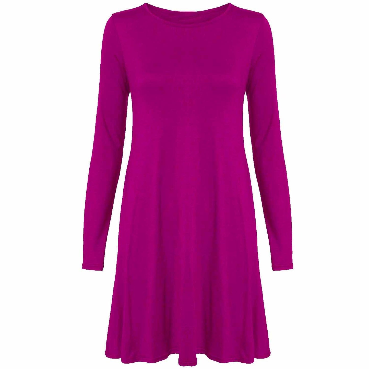 Womens Long Sleeve Skater Swing Dress - Remzs Fashion
