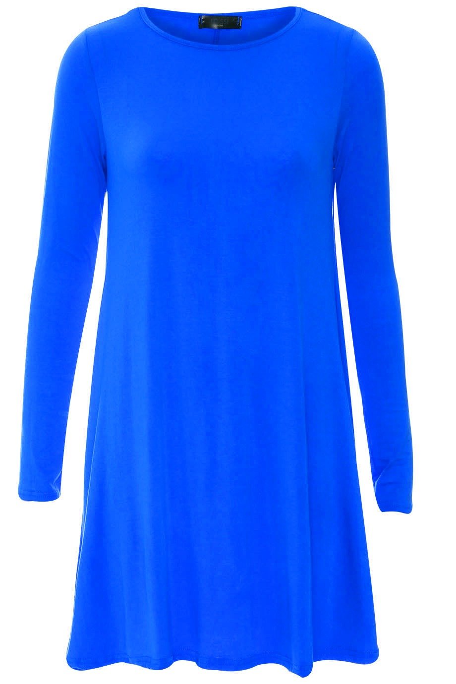 Womens Long Sleeve Skater Swing Dress - Remzs Fashion