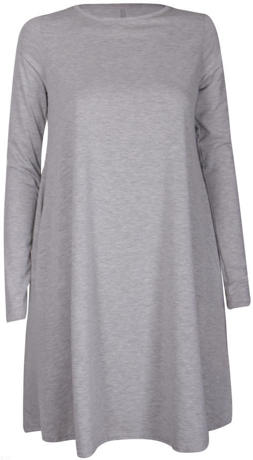 Womens Long Sleeve Skater Swing Dress - Remzs Fashion