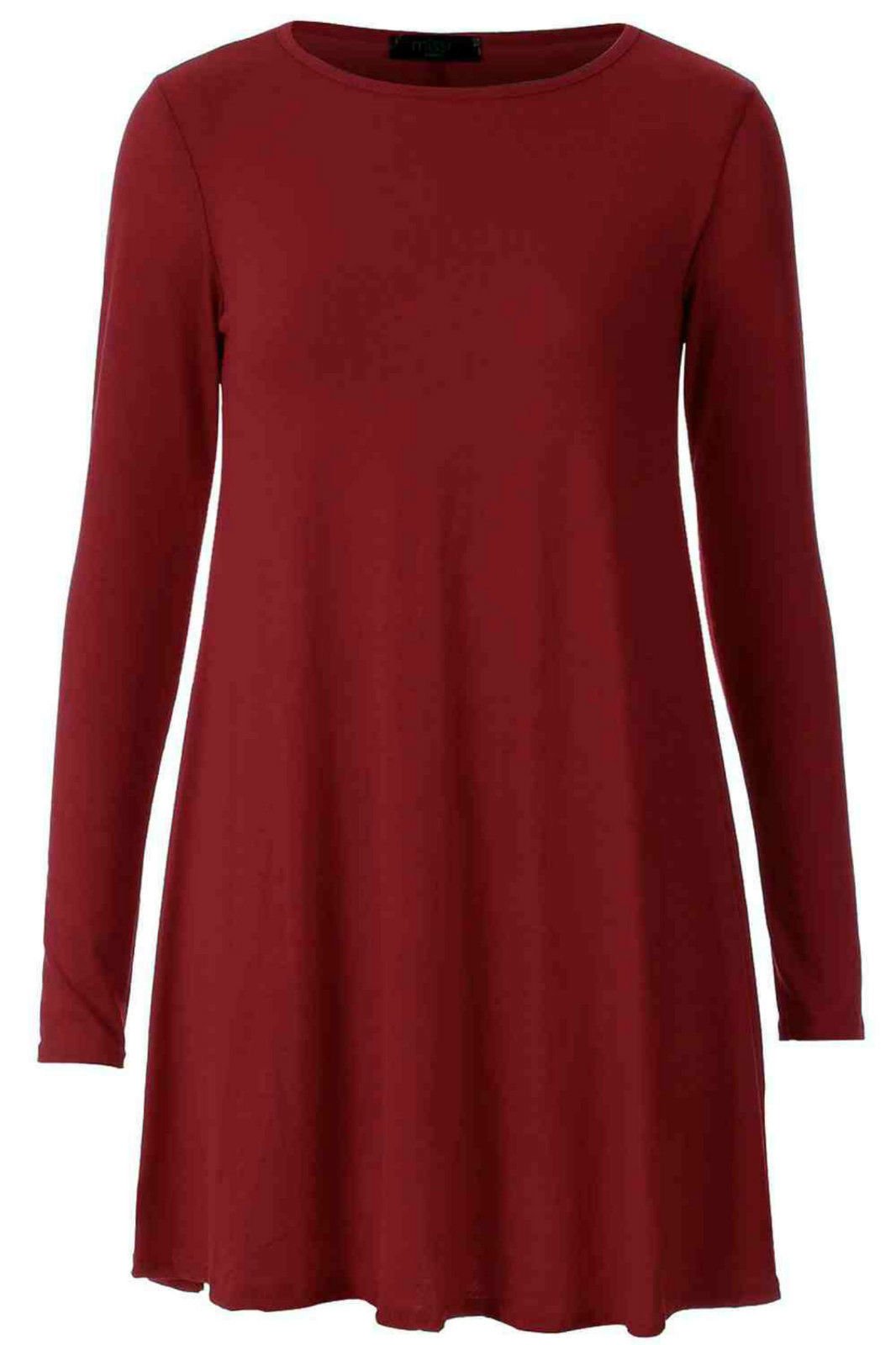 Womens Long Sleeve Skater Swing Dress - Remzs Fashion
