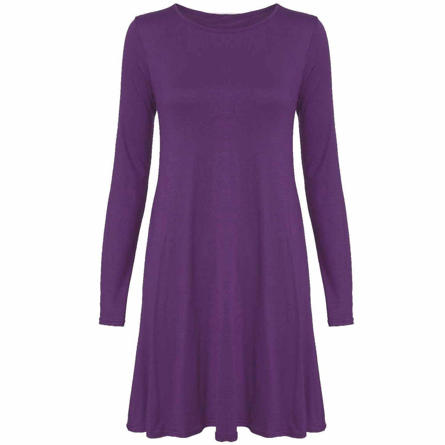 Womens Long Sleeve Skater Swing Dress - Remzs Fashion
