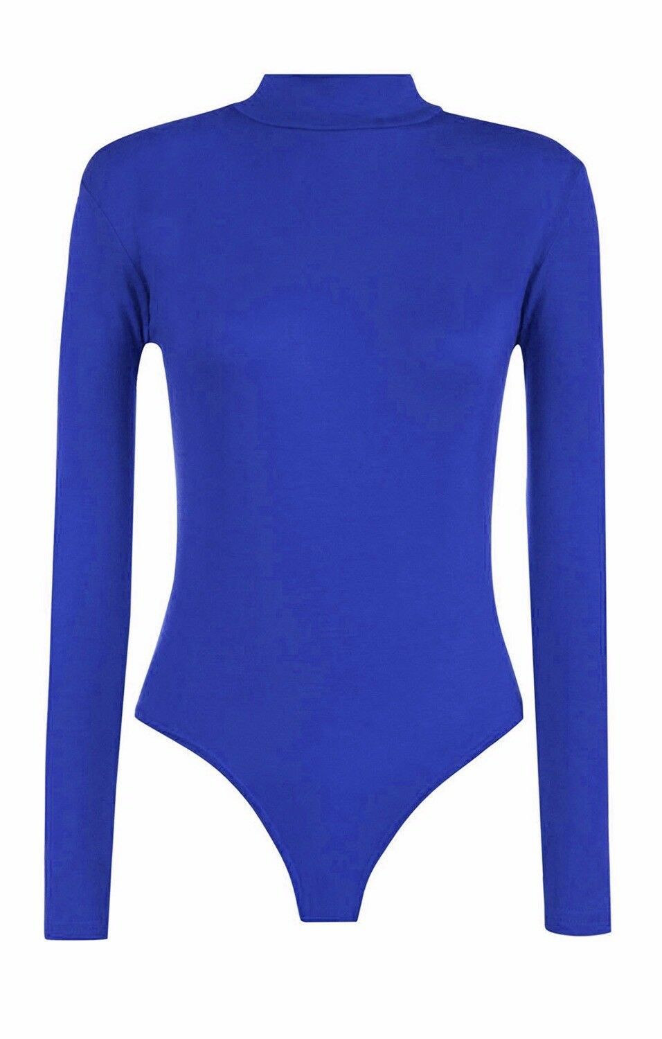 Womens Long Sleeves Plain Polo Neck Leotard Bodysuit - Remzs Fashion