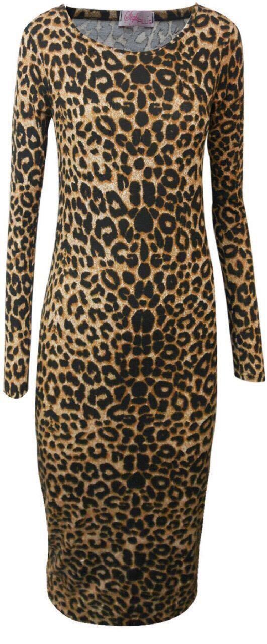 Womens Long Sleeves Printed Midi Bodycon Dress - Remzs Fashion