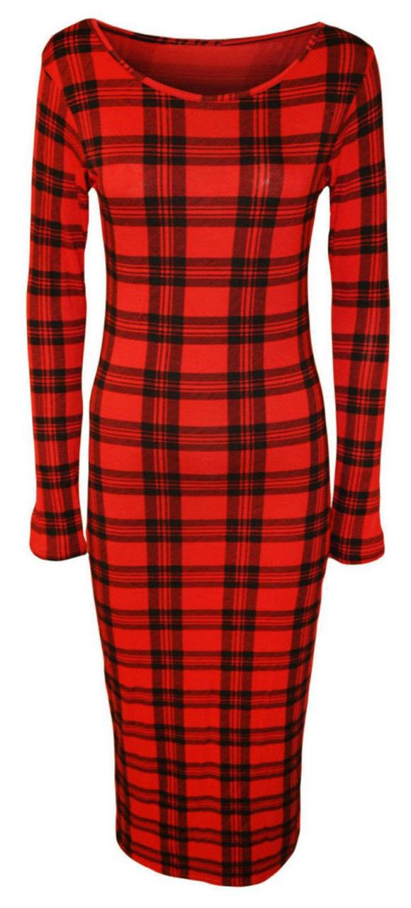 Womens Long Sleeves Printed Midi Bodycon Dress - Remzs Fashion