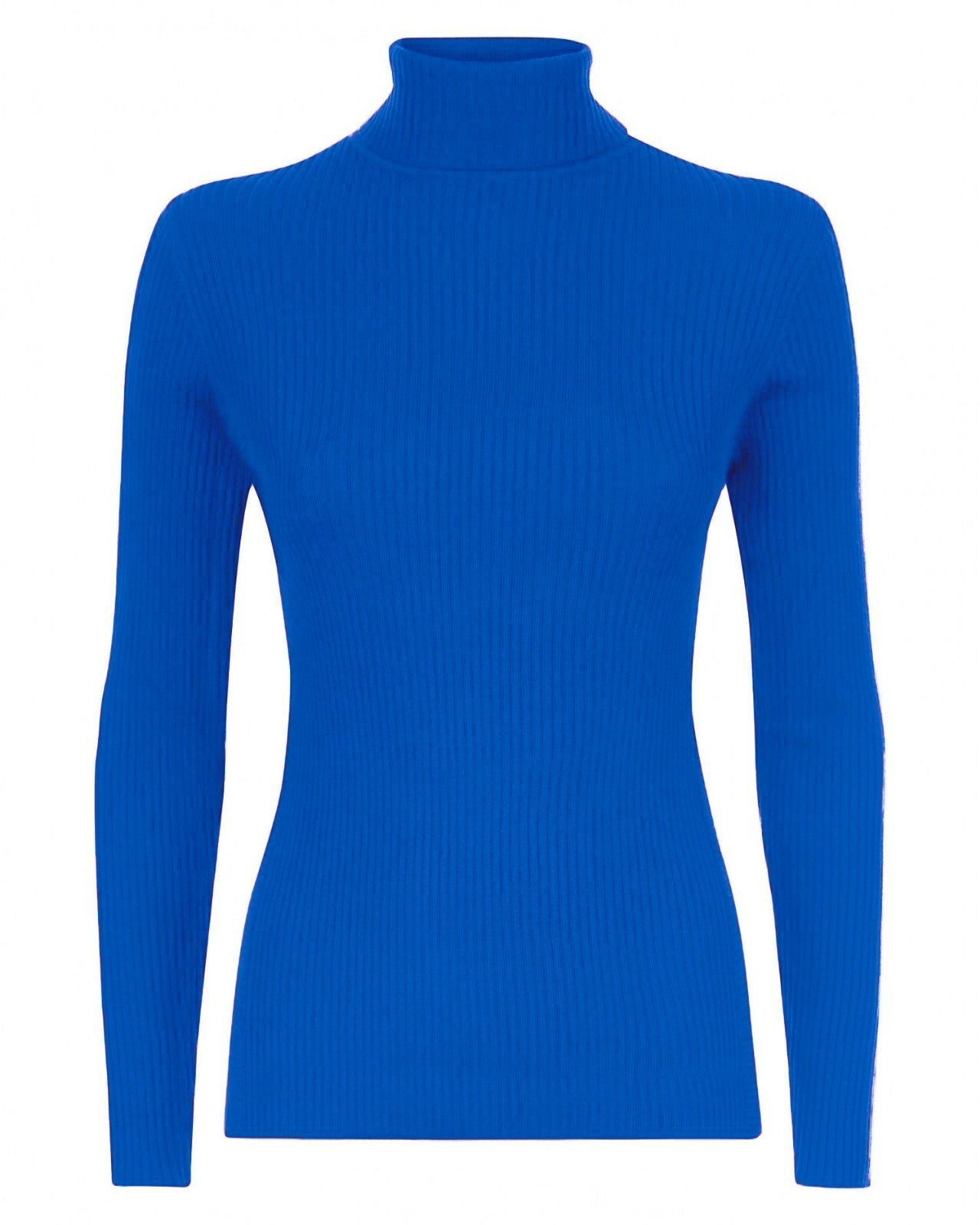 Womens Long Sleeves Ribbed Turtle Polo Neck Top ; Material: 95% Polyester 5% Elastane - Remzs Fashion