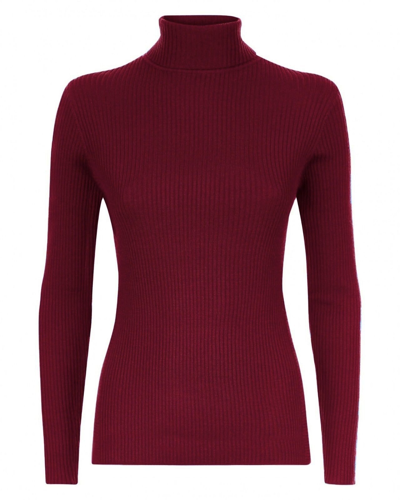 Womens Long Sleeves Ribbed Turtle Polo Neck Top ; Material: 95% Polyester 5% Elastane - Remzs Fashion