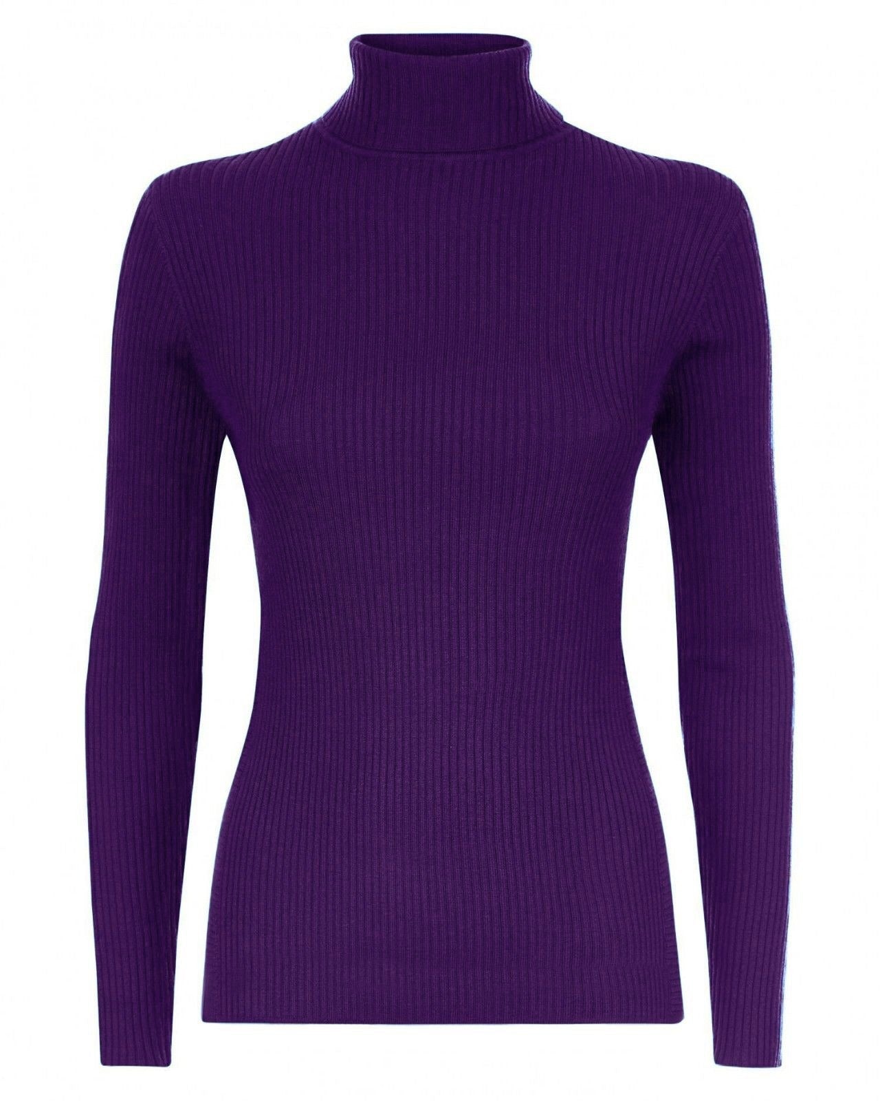 Womens Long Sleeves Ribbed Turtle Polo Neck Top ; Material: 95% Polyester 5% Elastane - Remzs Fashion