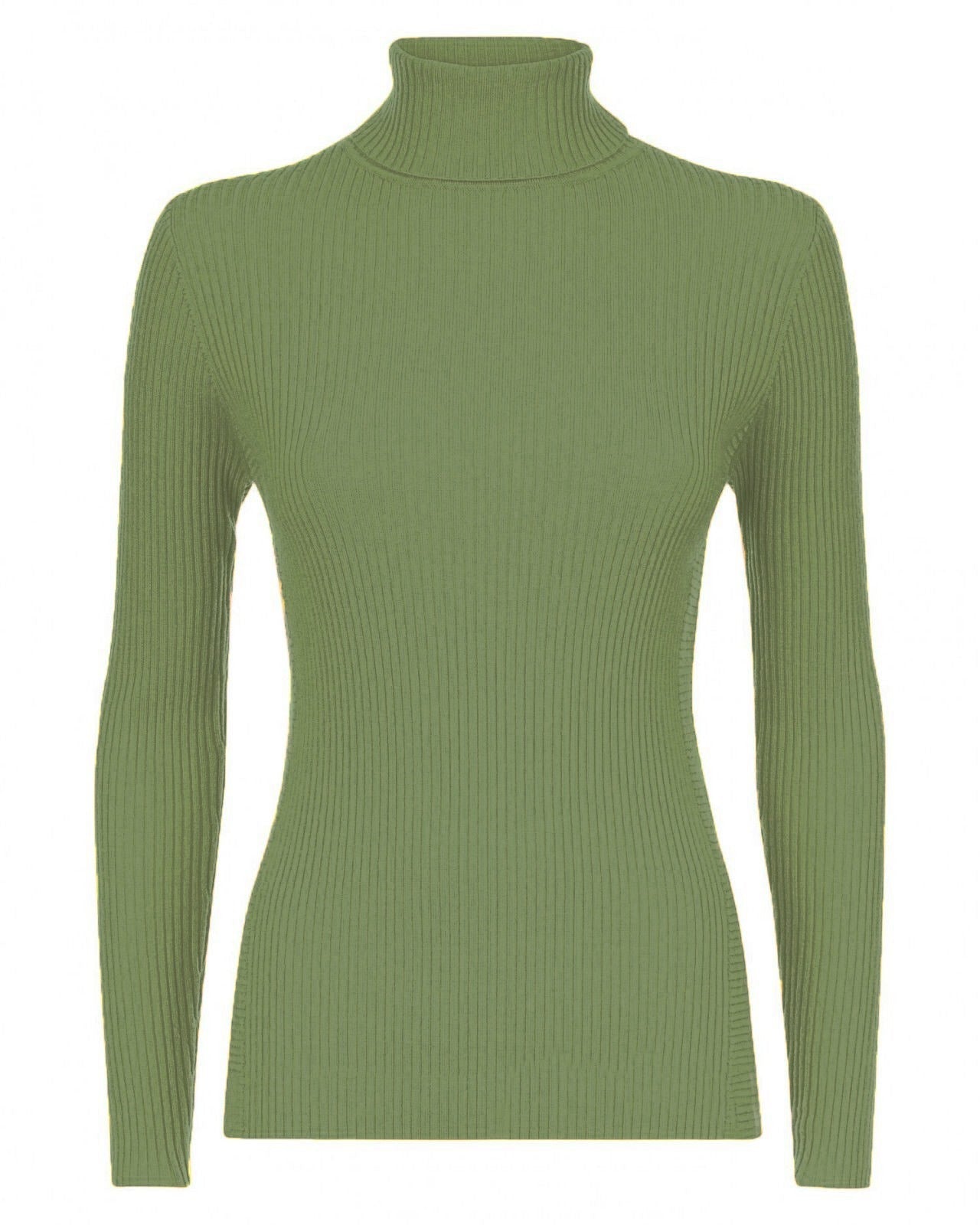 Womens Long Sleeves Ribbed Turtle Polo Neck Top ; Material: 95% Polyester 5% Elastane - Remzs Fashion