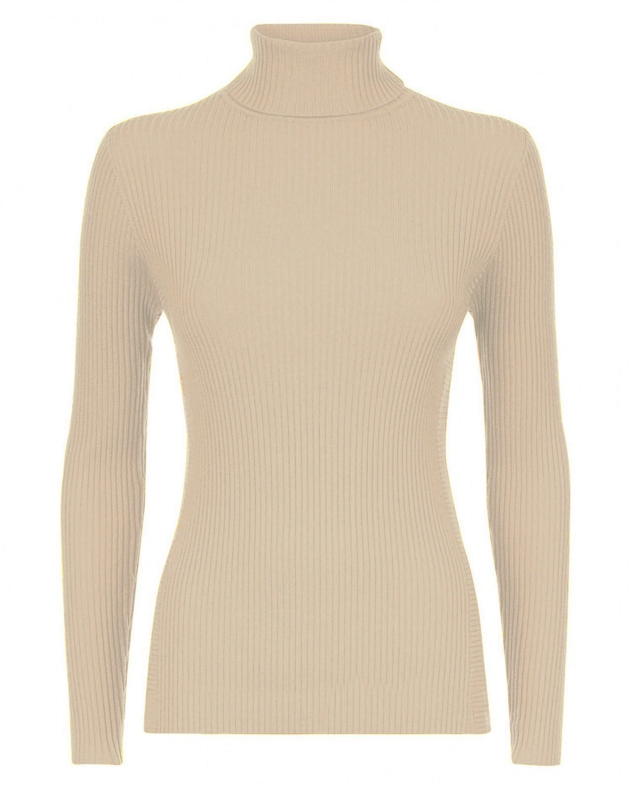 Womens Long Sleeves Ribbed Turtle Polo Neck Top ; Material: 95% Polyester 5% Elastane - Remzs Fashion