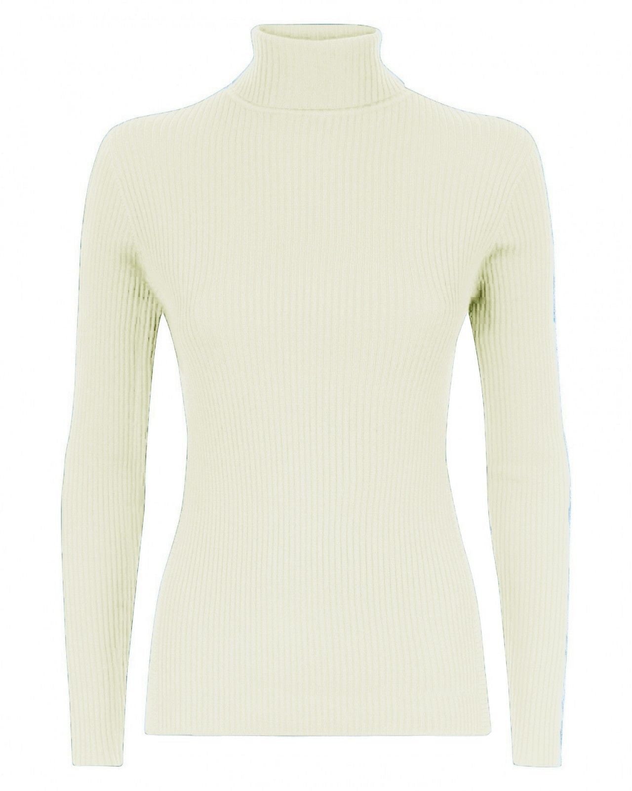 Womens Long Sleeves Ribbed Turtle Polo Neck Top ; Material: 95% Polyester 5% Elastane - Remzs Fashion