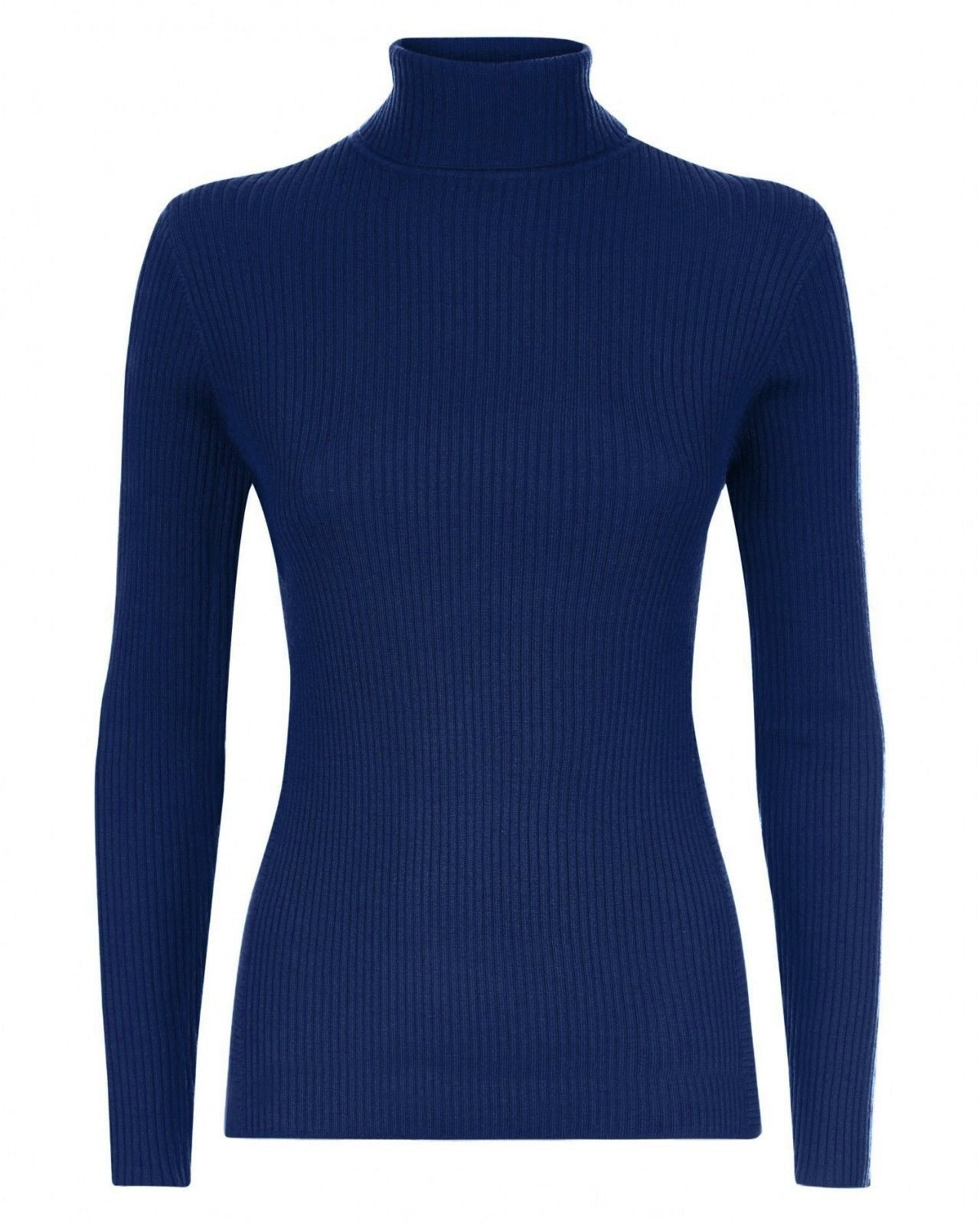 Womens Long Sleeves Ribbed Turtle Polo Neck Top ; Material: 95% Polyester 5% Elastane - Remzs Fashion