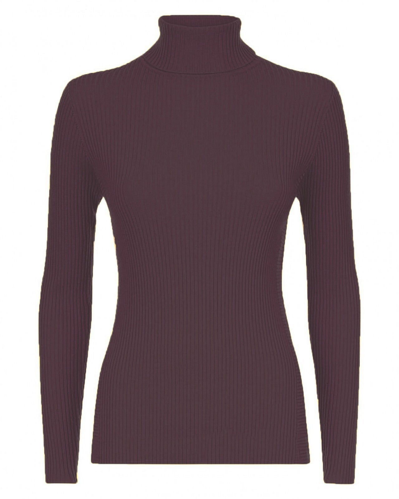 Womens Long Sleeves Ribbed Turtle Polo Neck Top ; Material: 95% Polyester 5% Elastane - Remzs Fashion